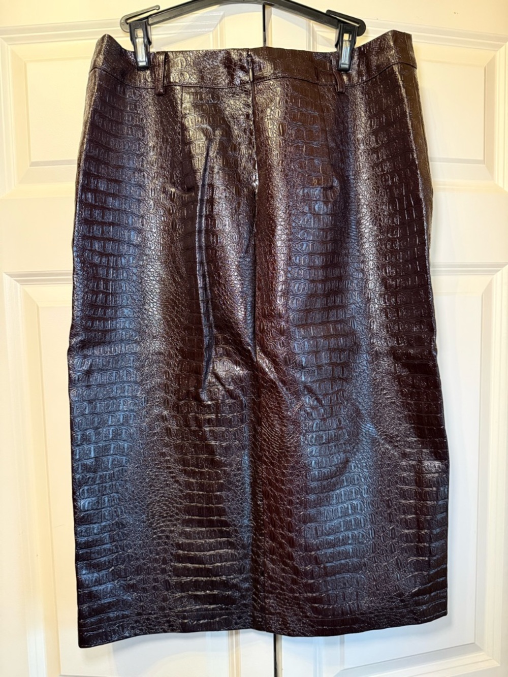 Rachel Comey Faux Croc Button-Front Midi Skirt — Dark Chocolate Brown /Deep Wine - Picture 2 of 9